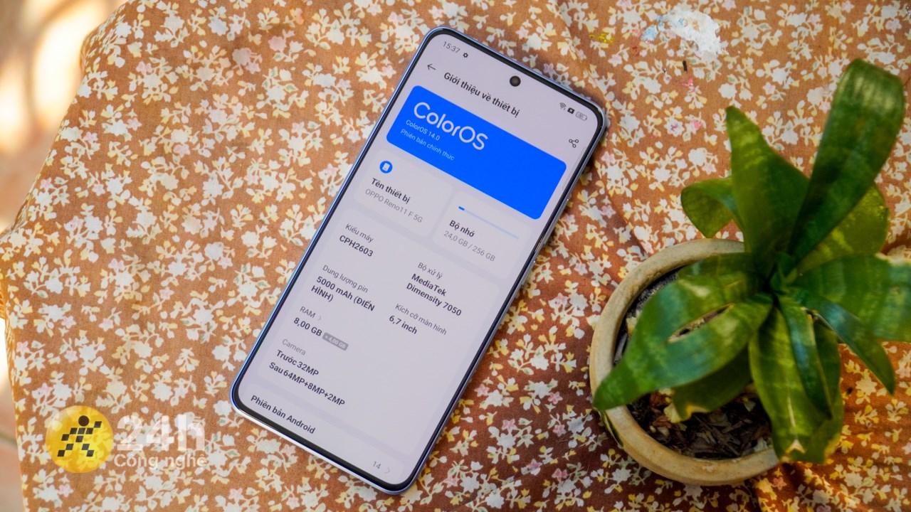 OPPO Reno11 F 5G được chạy trên giao diện ColorOS 14 OPPO Reno11 F 5G được chạy trên giao diện ColorOS 14