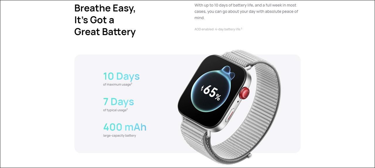 Thời lượng sử dụng pin lên đến 10 ngày cực ấn tượng của Huawei Watch Fit 3 Thời lượng sử dụng pin lên đến 10 ngày cực ấn tượng của Huawei Watch Fit 3