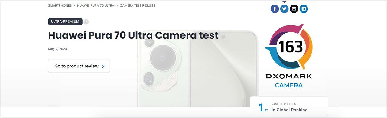 Huawei Pura 70 Ultra đạt được vị trí TOP 1 camera trên bảng xếp hạng DxOMark Huawei Pura 70 Ultra đạt được vị trí TOP 1 camera trên bảng xếp hạng DxOMark