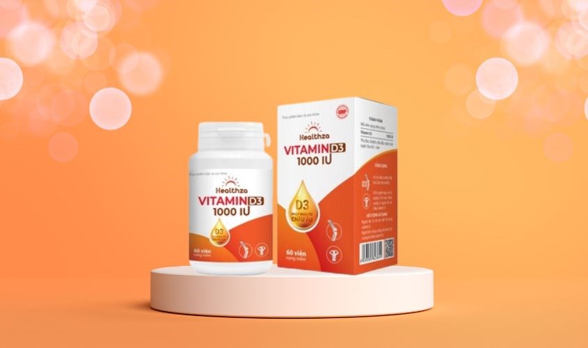 Viên uống Herbland Healthza Vitamin D3 1000IU hỗ trợ hấp thu canxi 60 viên (từ 6 tuổi)