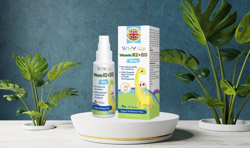 Lọ xịt Why-Kids Vitamin K2&D3 hỗ trợ hấp thu canxi 15 ml (từ 0 tháng)