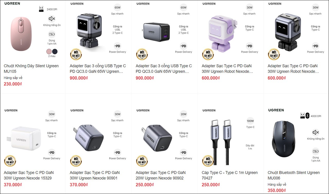 Các sản phẩm của Ugreen đang được kinh doanh tại Thế Giới Di Động Các sản phẩm của Ugreen đang được kinh doanh tại Thế Giới Di Động