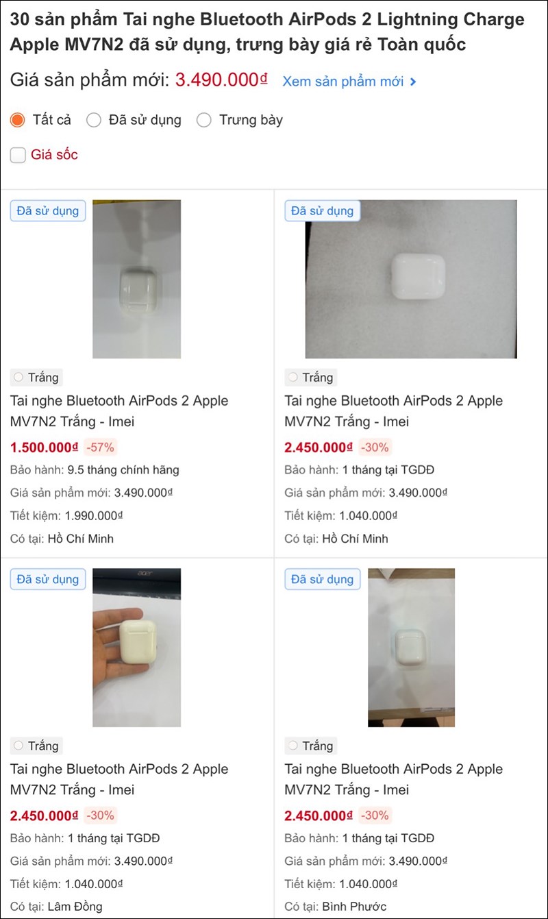  AirPods 2 cũ nhưng bảo hành chính hãng cực lâu, giá chỉ từ 1.5 triệu