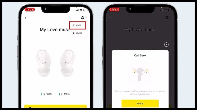 Chọn Call L nếu t&igrave;m tai nghe tr&aacute;i