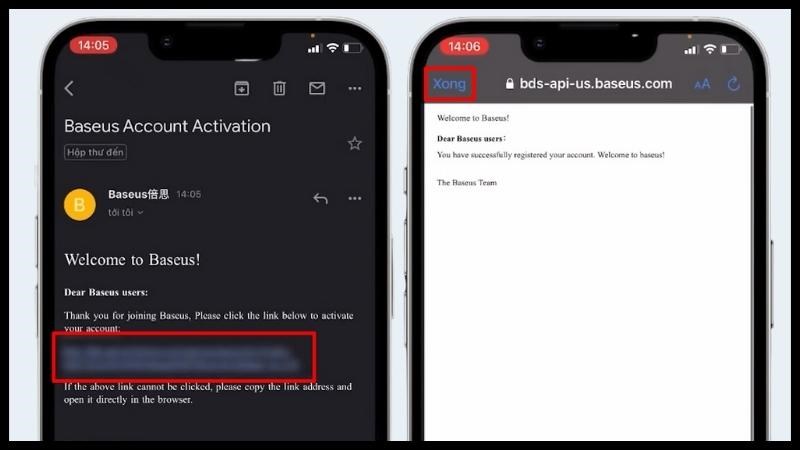 Truy cập v&agrave;o đường link trong mail để x&aacute;c nhận