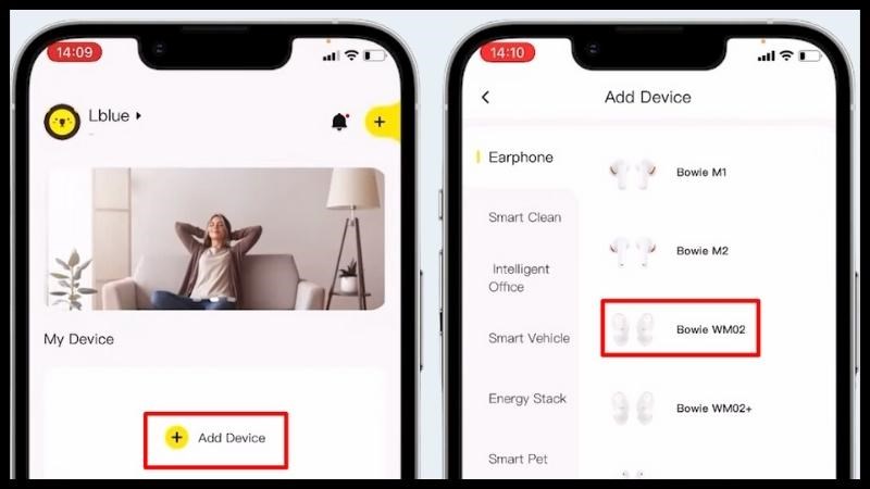 Nhấn v&agrave;o Add Device > Chọn tai nghe bạn muốn kết nối