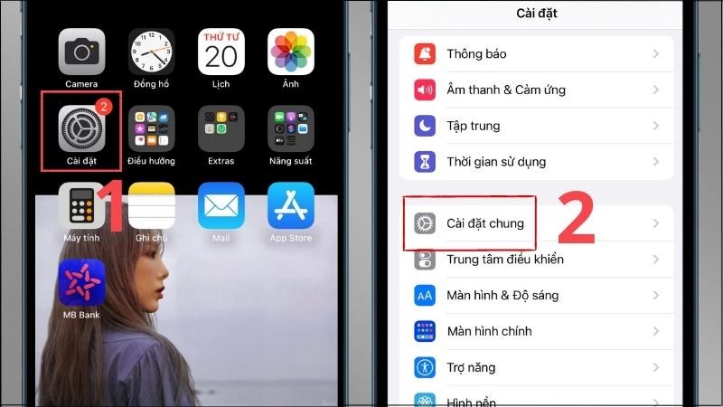 V&agrave;o phần C&agrave;i đặt v&agrave; chọn C&agrave;i đặt chung