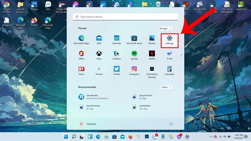 Thực hiện bằng c&aacute;ch nhấn tổ hợp ph&iacute;m Windows + i