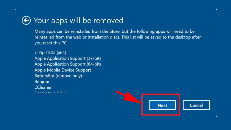 Hiện thị m&agrave;n h&igrave;nh th&ocirc;ng b&aacute;o c&aacute;c c&agrave;i đặt sẽ bị gỡ bỏ