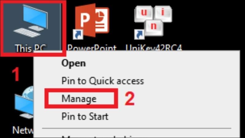 Chọn This PC > Chọn Manager