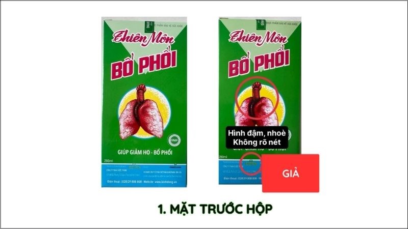 Hình in mặt trước của sản phẩm Thiên Môn bổ phổi thật - giả