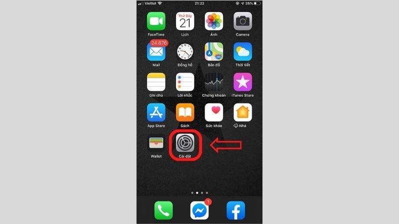 Mở ứng dụng Cài đặt (Setting) tr&ecirc;n iPhone 14