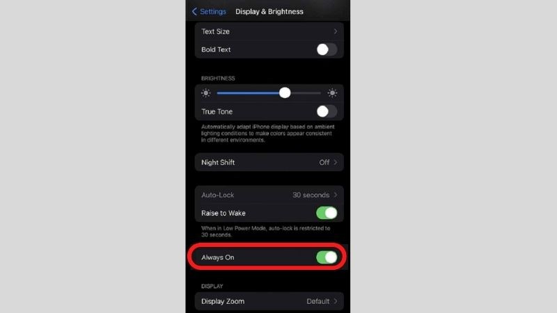 Tìm cài đặt Lu&ocirc;n b&acirc;̣t (Alawys-On)
