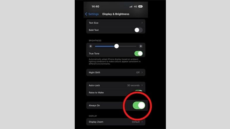 B&acirc;̣t c&ocirc;ng tắc b&ecirc;n phải tùy chọn khi mu&ocirc;́n b&acirc;̣t Always-On
