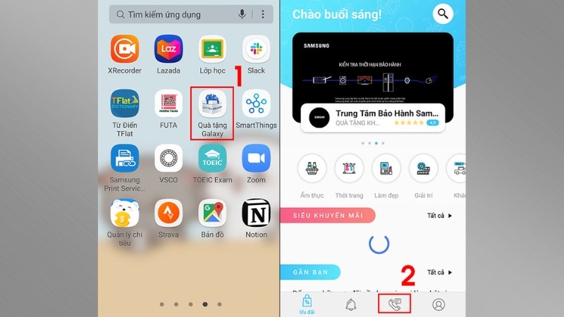 T&igrave;m Qu&agrave; tặng Galaxy > Nhấn chọn Dịch vụ Galaxy