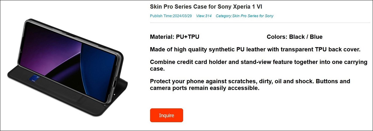 Thông tin về mẫu ốp lưng của Xperia 1 VI bị rò rỉ 