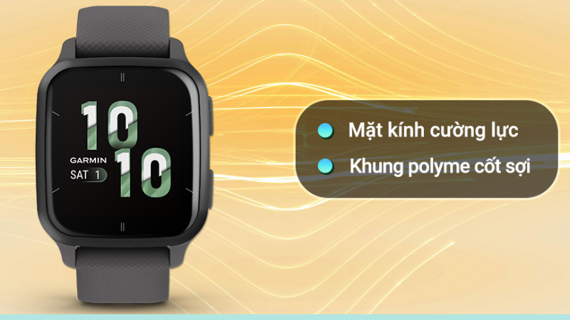Garmin Venu SQ 2 được thiết kế từ mặt kính cường lực và khung polyme Garmin Venu SQ 2 được thiết kế từ mặt kính cường lực và khung polyme