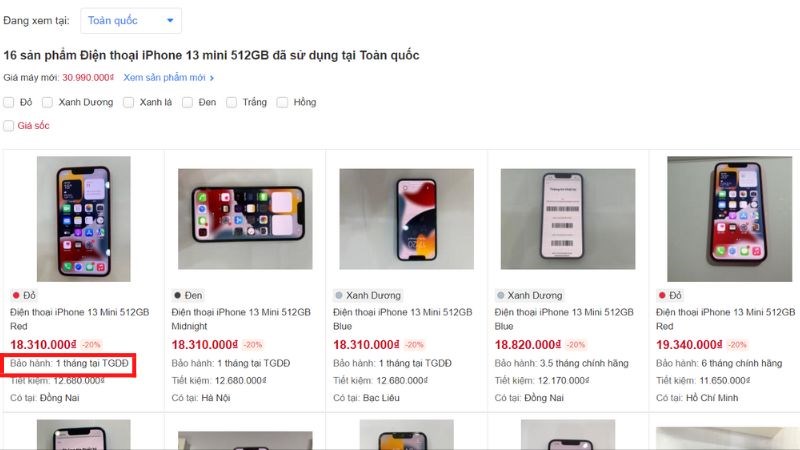 Thời gian bảo h&agrave;nh tại Thế giới di động