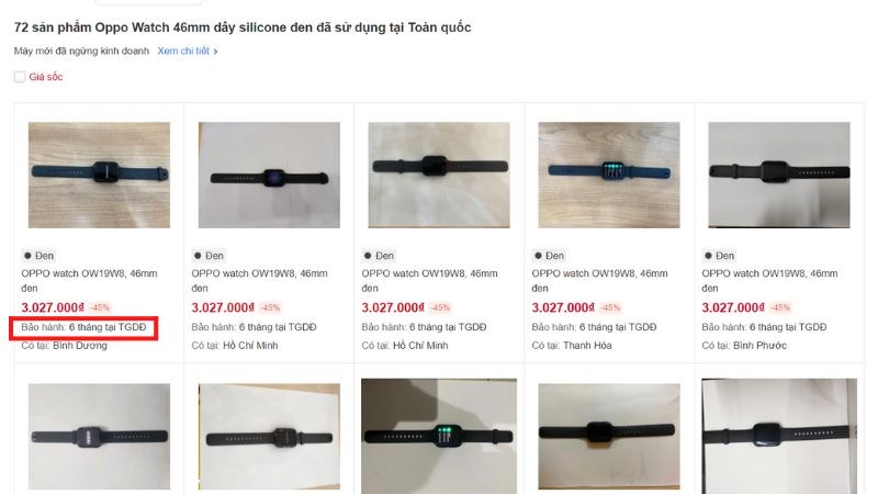 Thời gian bảo h&agrave;nh tại Thế giới di động