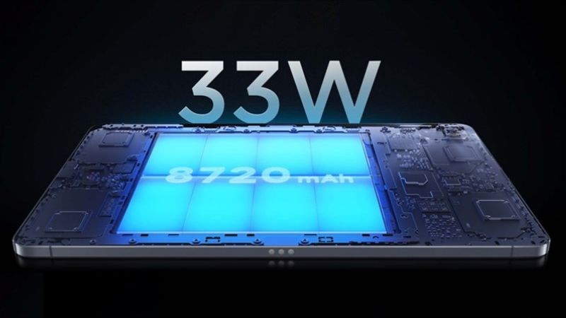 Ngo&agrave;i vi&ecirc;n pin 8.720 mAh, Xiaomi Pad 5 c&ograve;n c&oacute; khả năng sạc nhanh 33 W