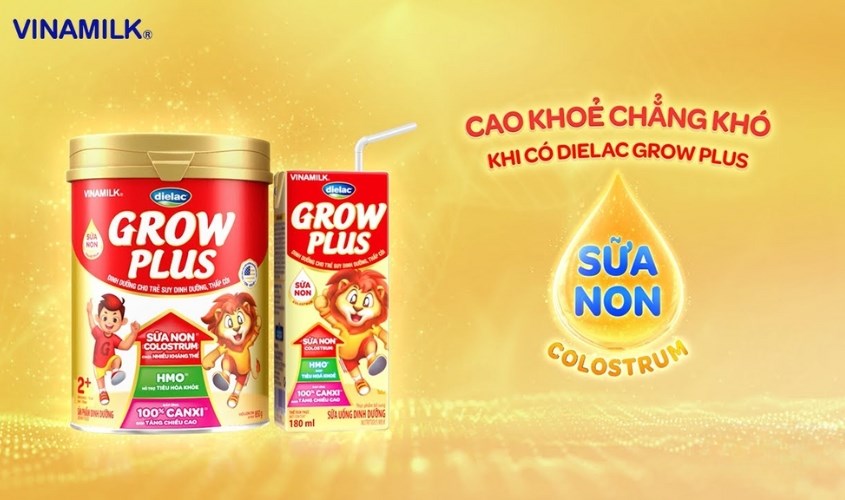 Lốc 4 hộp sữa non pha sẵn Dielac Grow Plus 180 ml (từ 1 tuổi)
