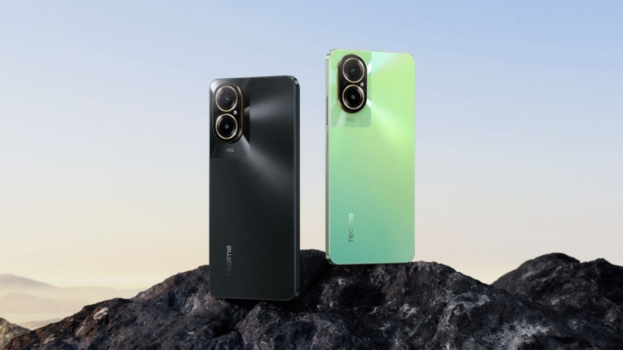2 tuỳ chọn màu đen và xanh của realme C67