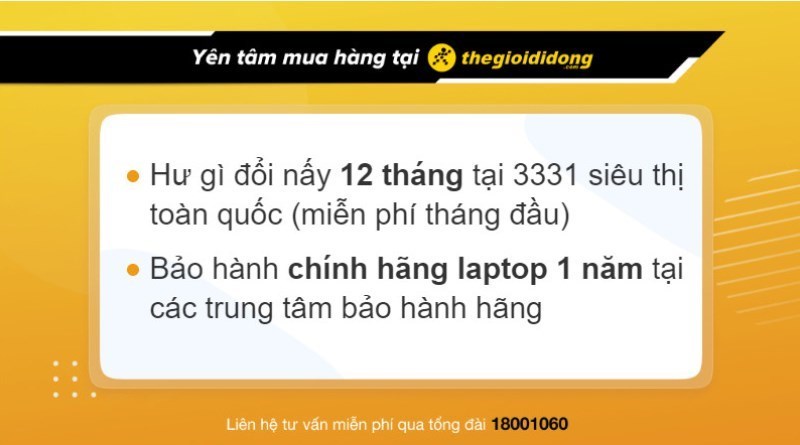 Chính sách bảo hành laptop tại Thế Giới Di Động