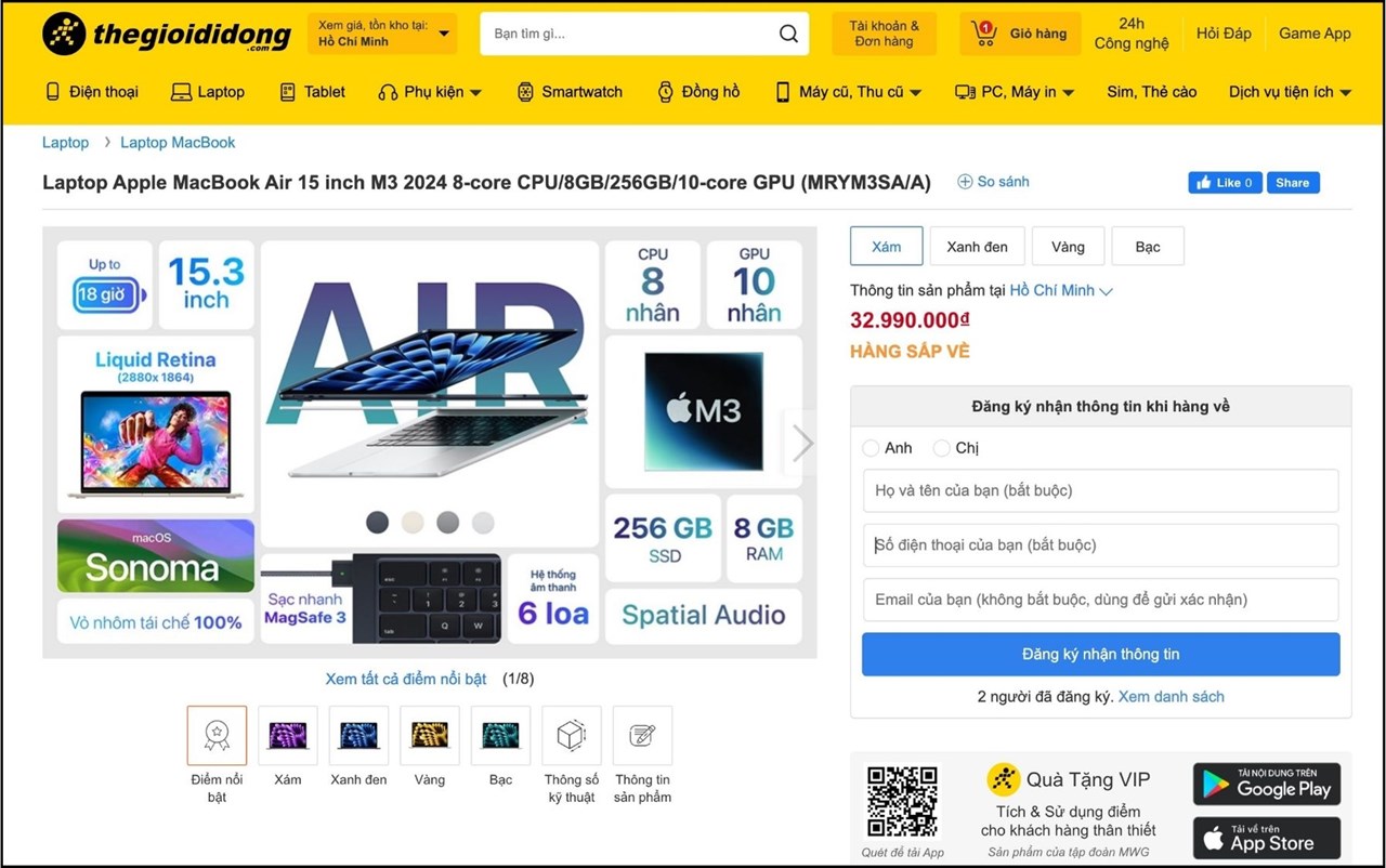 Tìm hiểu cấu hình và giá bán MacBook Air M3 15 inch Tìm hiểu cấu hình và giá bán MacBook Air M3 15 inch