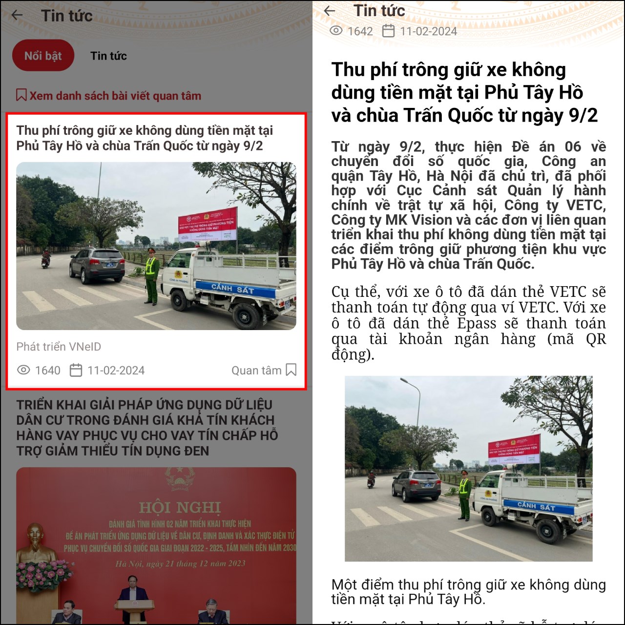 Cách đọc báo xem tin tức trên VNeID 