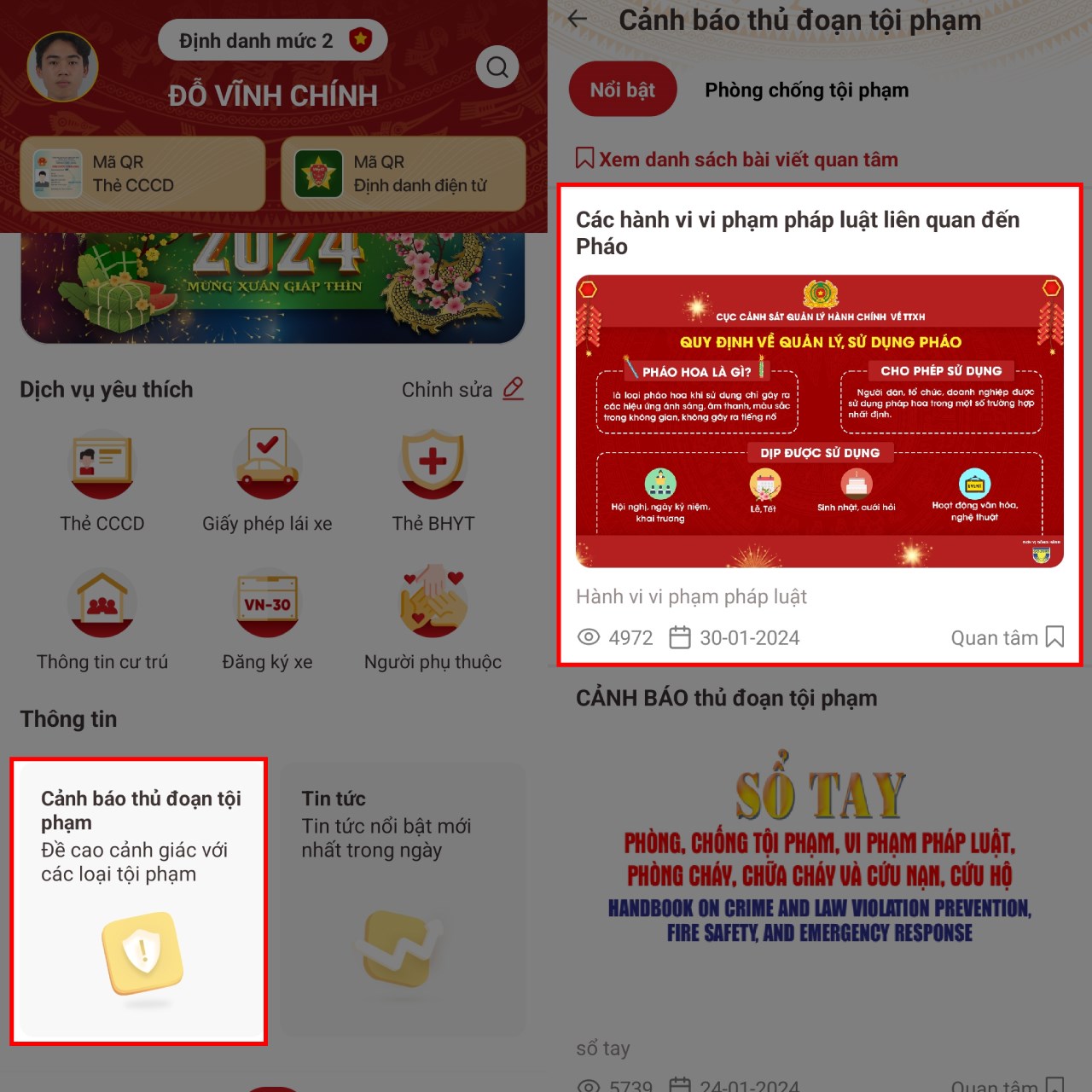 Cách đọc báo xem tin tức trên VNeID 