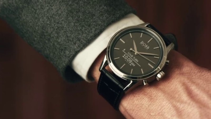 Đồng hồ d&acirc;y da của Hugo Boss được thiết kế với vẻ ngo&agrave;i thanh lịch