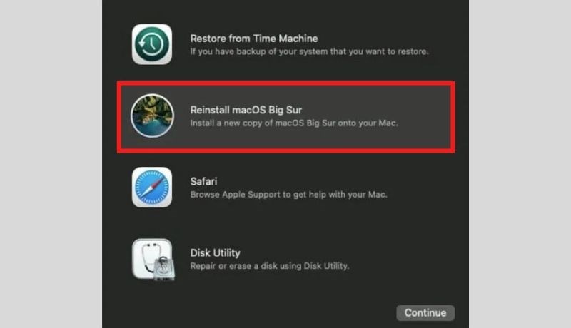 Cài đặt lại macOS.
