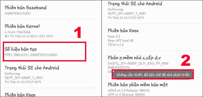 Trong trường hợp m&aacute;y bạn đ&atilde; bật chế độ d&agrave;nh cho nh&agrave; ph&aacute;t triển