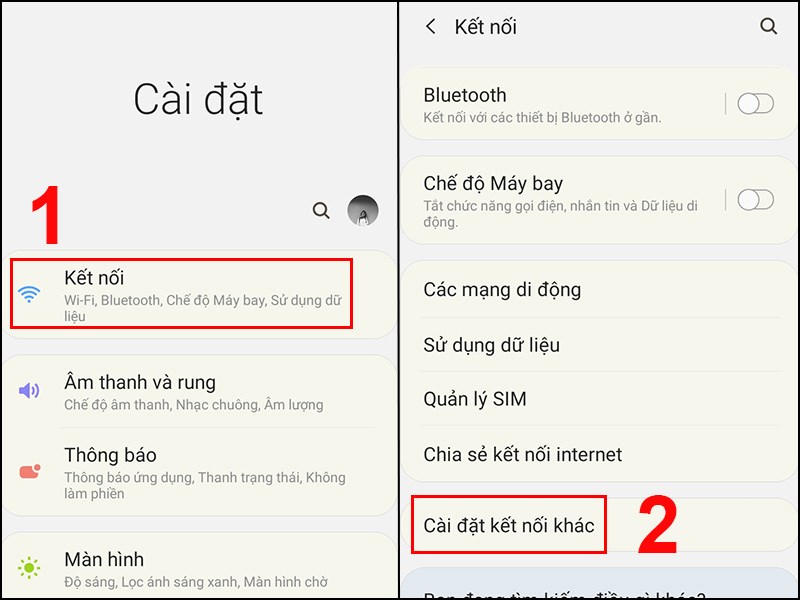 Chọn C&agrave;i đặt kết nối kh&aacute;c