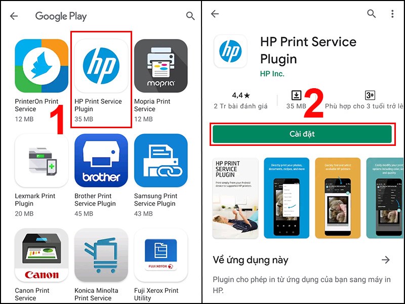 Chọn ứng dụng tương ứng với m&aacute;y in của bạn