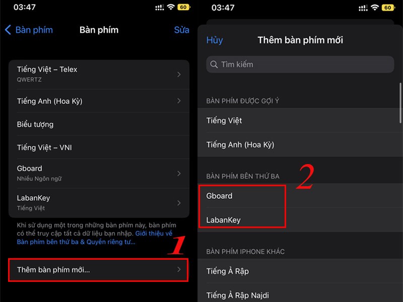 Chọn th&ecirc;m b&agrave;n ph&iacute;m mới 