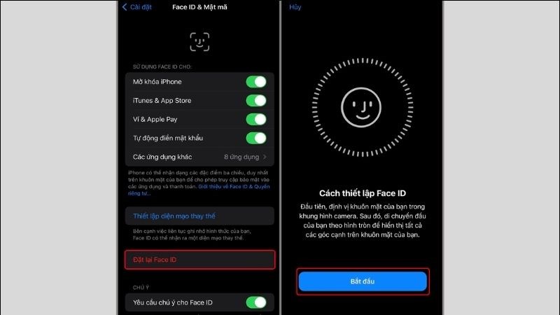 Cái đặt lại Face ID tr&ecirc;n iPhone