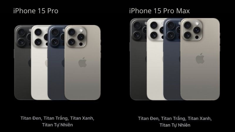 Màu sắc của iPhone 15 Pro và iPhone 15 Pro Max