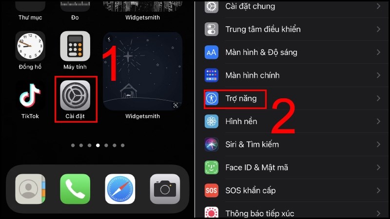 Đến C&agrave;i đặt > T&igrave;m kiếm v&agrave; chọn v&agrave;o mục Trợ năng