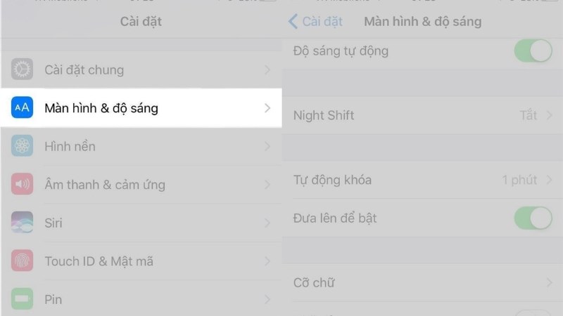 Chọn t&iacute;nh năng M&agrave;n h&igrave;nh & độ s&aacute;ng