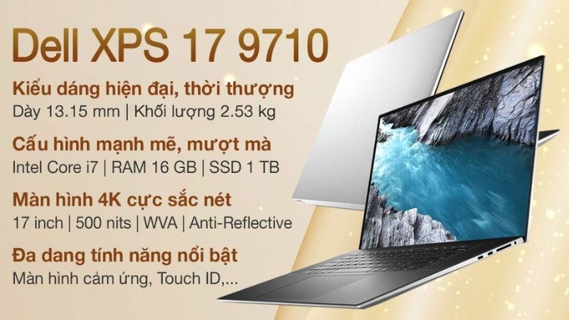 M&acirc;̃u laptop Dell 17 inch với thi&ecirc;́t k&ecirc;́ sang trọng và b&ocirc;̣ xử lý mạnh mẽ