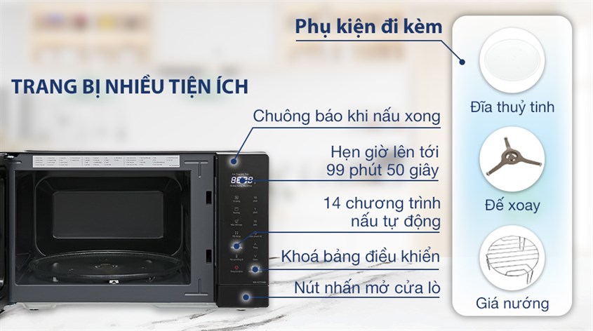 Lò vi sóng có nướng Panasonic NN-GT35NBYUE có thể hẹn giờ đến 99 phút