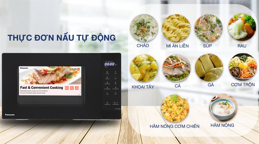 Lò vi sóng Panasonic NN-ST34NBYUE có trang bị các thực đơn nấu tự động đa dạng