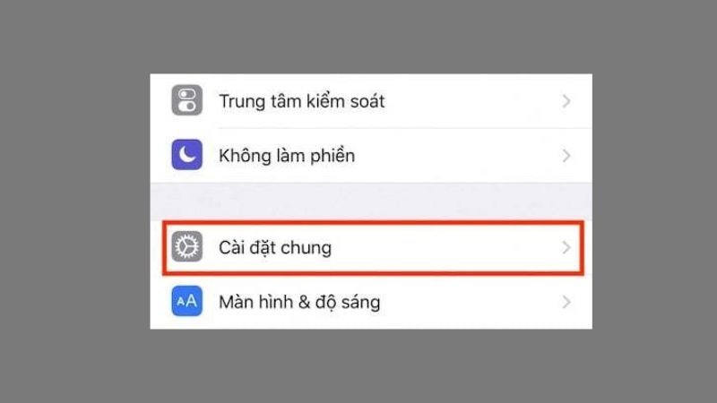 Vào Cài đặt > Cài đặt chung