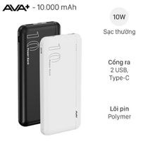 Pin sạc dự ph&ograve;ng Polymer 10000mAh Type C AVA+ PB100S