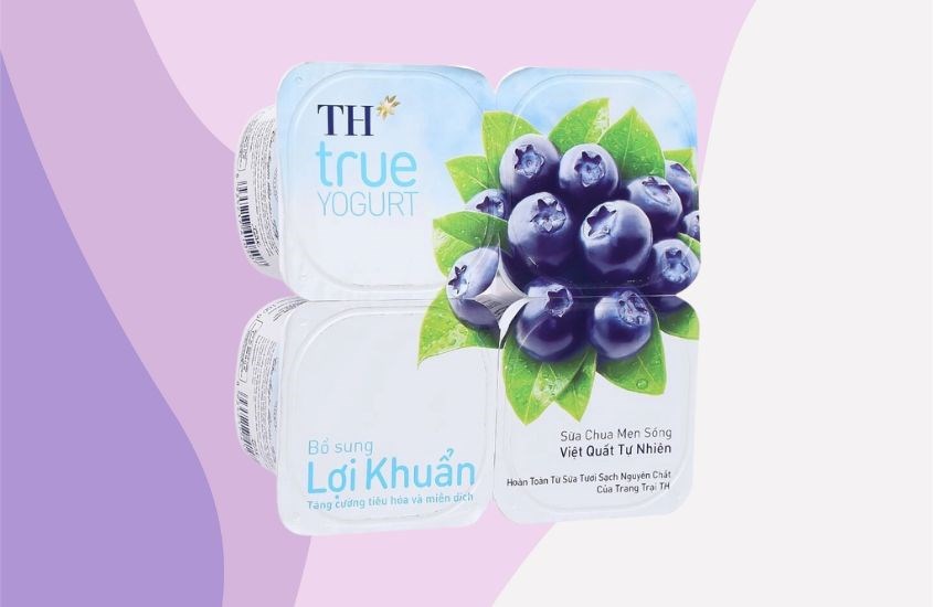 Lốc 4 hộp sữa chua trái cây TH true YOGURT vị việt quất 100g