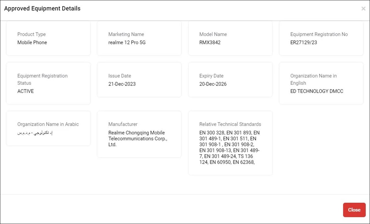 realme 12 Pro bị phát hiện trên trang chứng nhận TDRA realme 12 Pro bị phát hiện trên trang chứng nhận TDRA