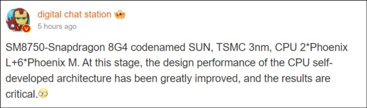Digital Chat Station nói về Snapdragon 8 Gen 4 trên Weibo