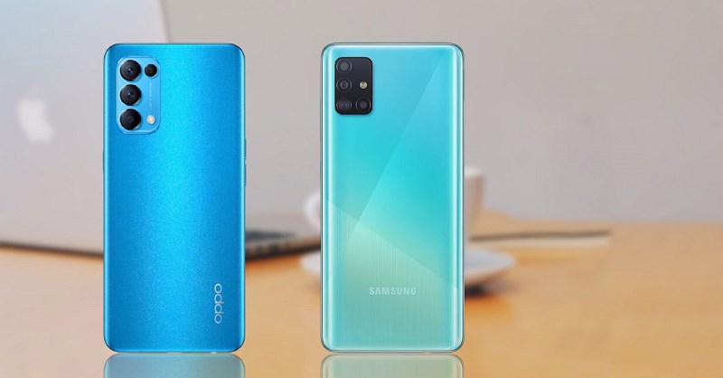 Thiết kế kh&aacute; tương đồng của OPPO Reno5 & Galaxy A71