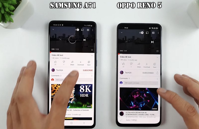 Cấu h&igrave;nh mạnh mẽ của Samsung A71 v&agrave; OPPO Reno5